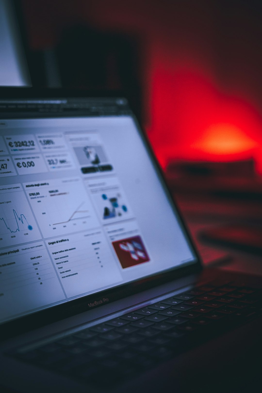 Ausschnitt Laptop Bildschirm mit Dashboard